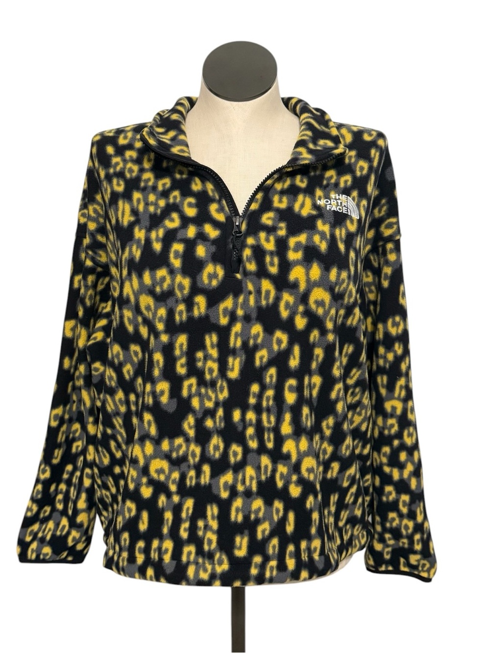 The North Face Black & Yellow Leopard Quarter-Zip Fleece Pullover